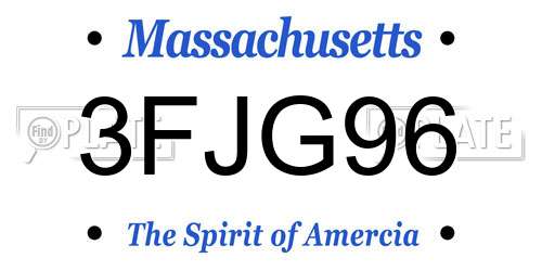 3FJG96 Massachusetts License Plate