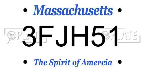 3FJH51 Massachusetts License Plate