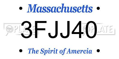 3FJJ40 Massachusetts License Plate