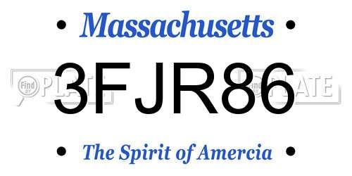 3FJR86 Massachusetts License Plate