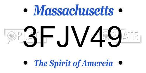 3FJV49 Massachusetts License Plate
