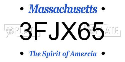 3FJX65 Massachusetts License Plate