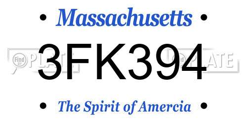3FK394 Massachusetts License Plate