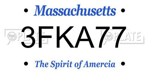3FKA77 Massachusetts License Plate