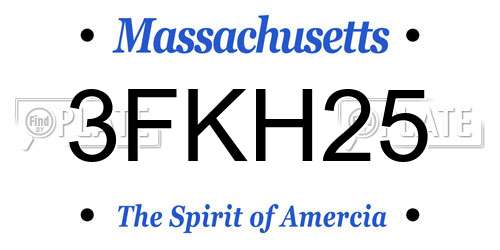 3FKH25 Massachusetts License Plate