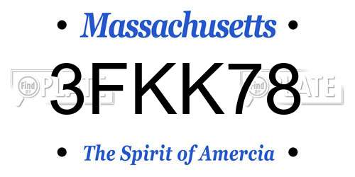 3FKK78 Massachusetts License Plate