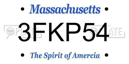 3FKP54 Massachusetts License Plate