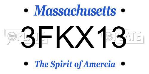 3FKX13 Massachusetts License Plate