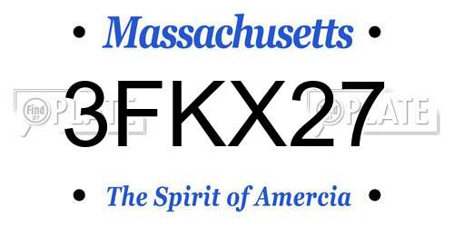 3FKX27 Massachusetts License Plate