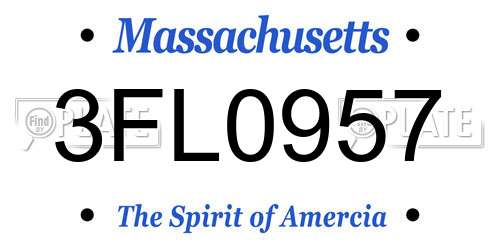 3FL0957 Massachusetts License Plate