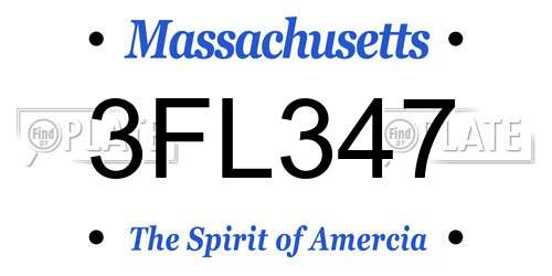 3FL347 Massachusetts License Plate