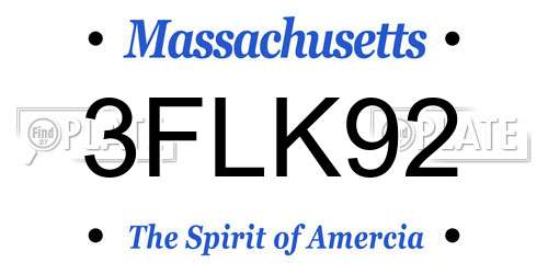 3FLK92 Massachusetts License Plate