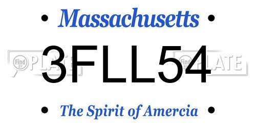 3FLL54 Massachusetts License Plate