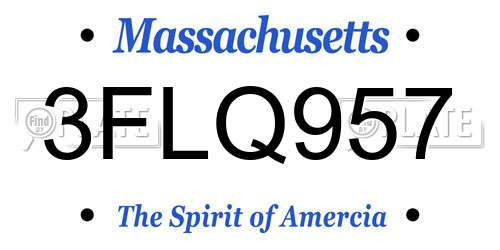 3FLQ957 Massachusetts License Plate