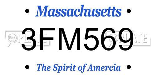3FM569 Massachusetts License Plate