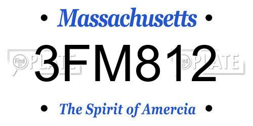 3FM812 Massachusetts License Plate