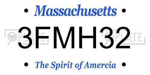 3FMH32 Massachusetts License Plate