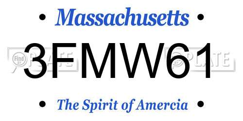 3FMW61 Massachusetts License Plate
