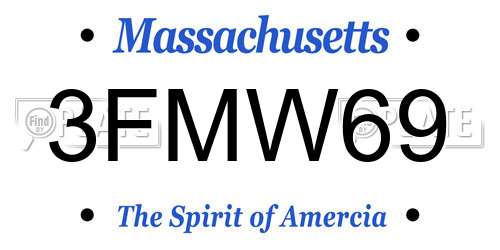 3FMW69 Massachusetts License Plate