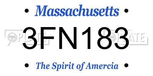 3FN183 Massachusetts License Plate