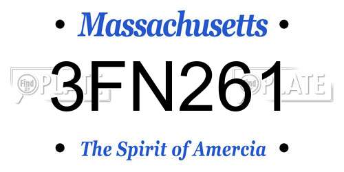 3FN261 Massachusetts License Plate