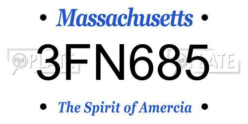 3FN685 Massachusetts License Plate