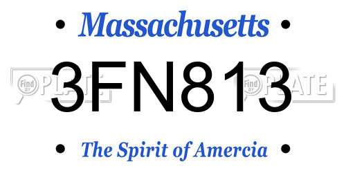 3FN813 Massachusetts License Plate