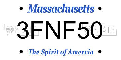 3FNF50 Massachusetts License Plate