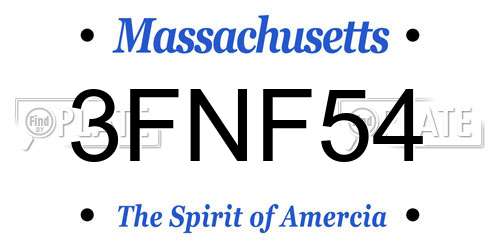 3FNF54 Massachusetts License Plate