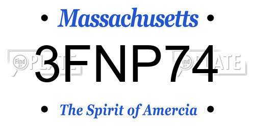 3FNP74 Massachusetts License Plate