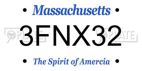 3FNX32 Massachusetts License Plate