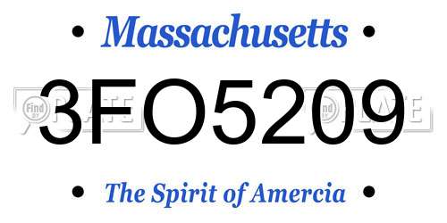 3FO5209 Massachusetts License Plate