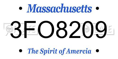 3FO8209 Massachusetts License Plate