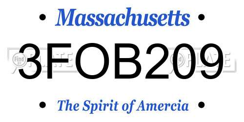 3FOB209 Massachusetts License Plate