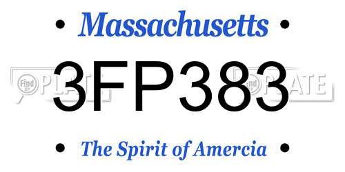 3FP383 Massachusetts License Plate