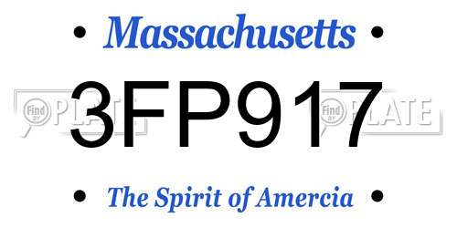 3FP917 Massachusetts License Plate
