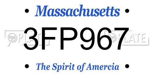 3FP967 Massachusetts License Plate