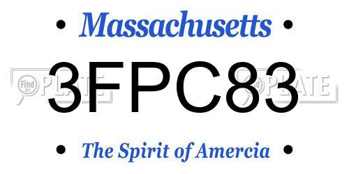 3FPC83 Massachusetts License Plate