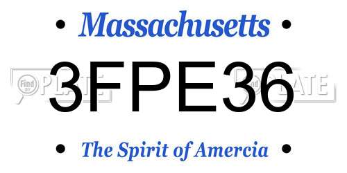 3FPE36 Massachusetts License Plate