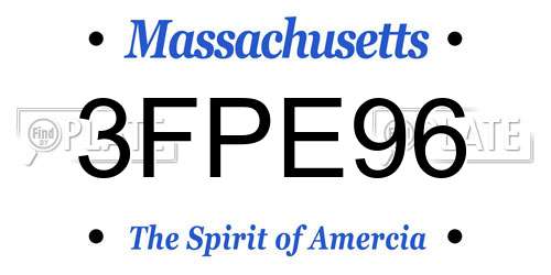 3FPE96 Massachusetts License Plate