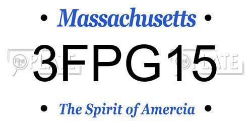 3FPG15 Massachusetts License Plate
