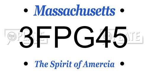 3FPG45 Massachusetts License Plate