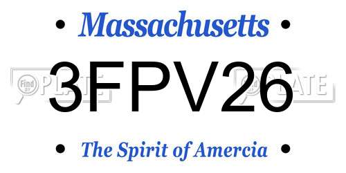 3FPV26 Massachusetts License Plate