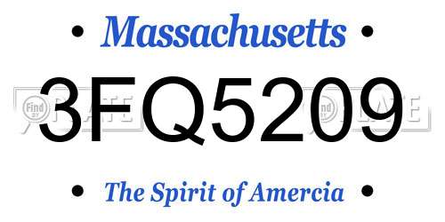 3FQ5209 Massachusetts License Plate