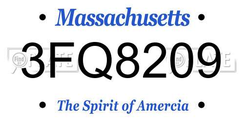 3FQ8209 Massachusetts License Plate