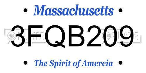 3FQB209 Massachusetts License Plate