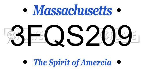 3FQS209 Massachusetts License Plate