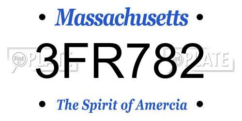 3FR782 Massachusetts License Plate