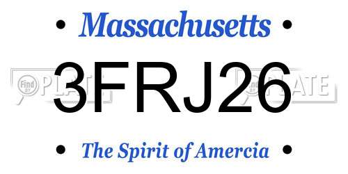 3FRJ26 Massachusetts License Plate
