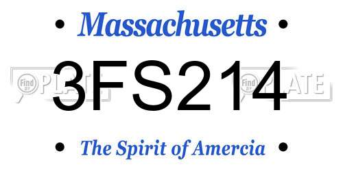 3FS214 Massachusetts License Plate